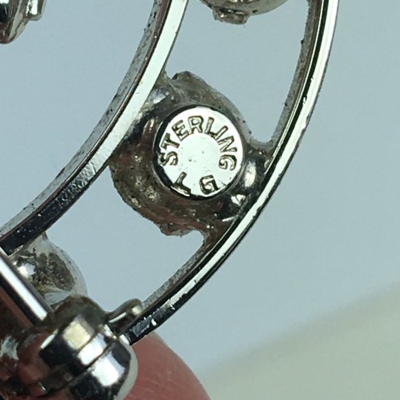 Vintage Sterling Rhinestone Brooch and Earrings - Picture 7 of 9